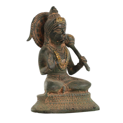 Brass Aashirwaad Blessing Hanuman idol 7" - Budhshiv.com