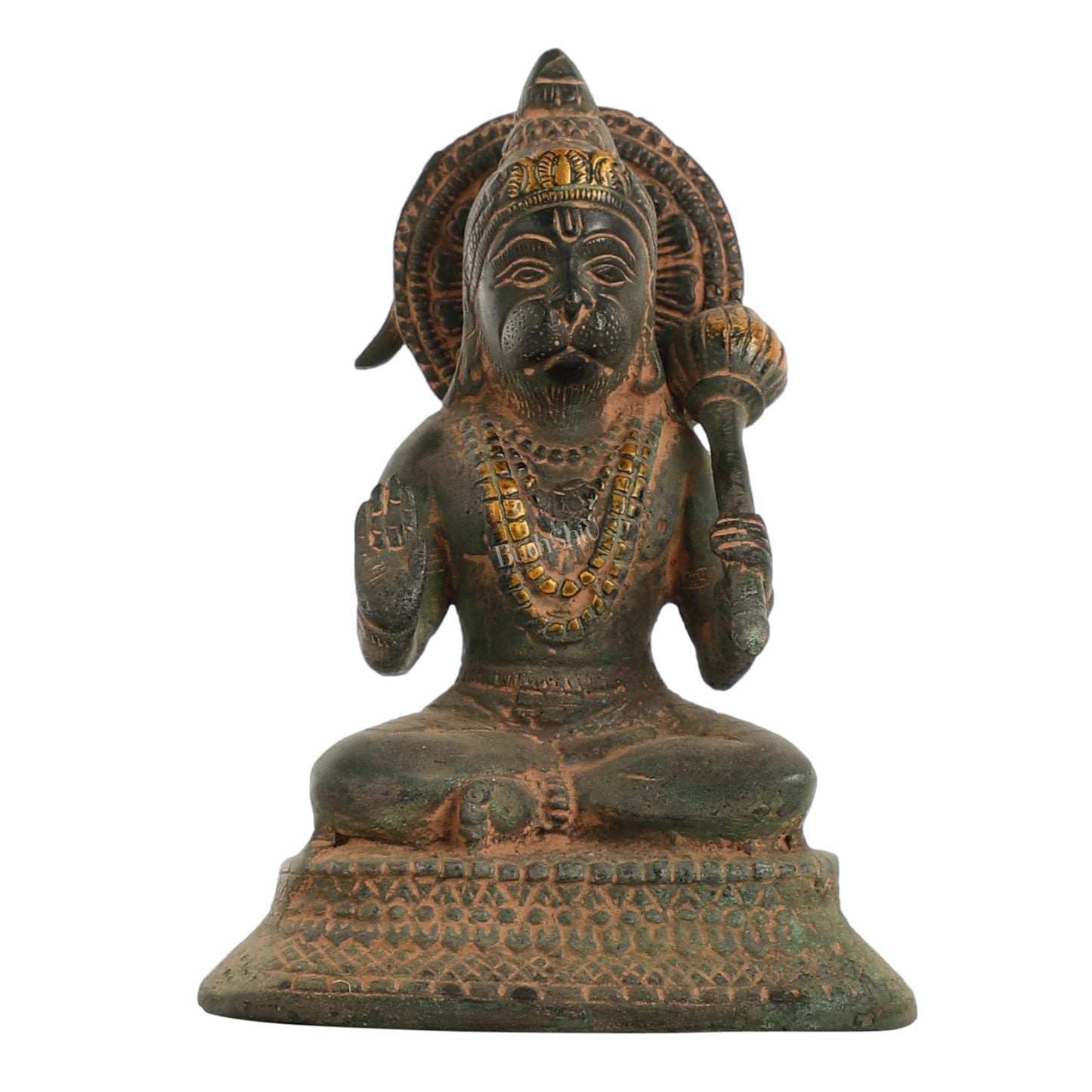 Brass Aashirwaad Blessing Hanuman idol 7" - Budhshiv.com