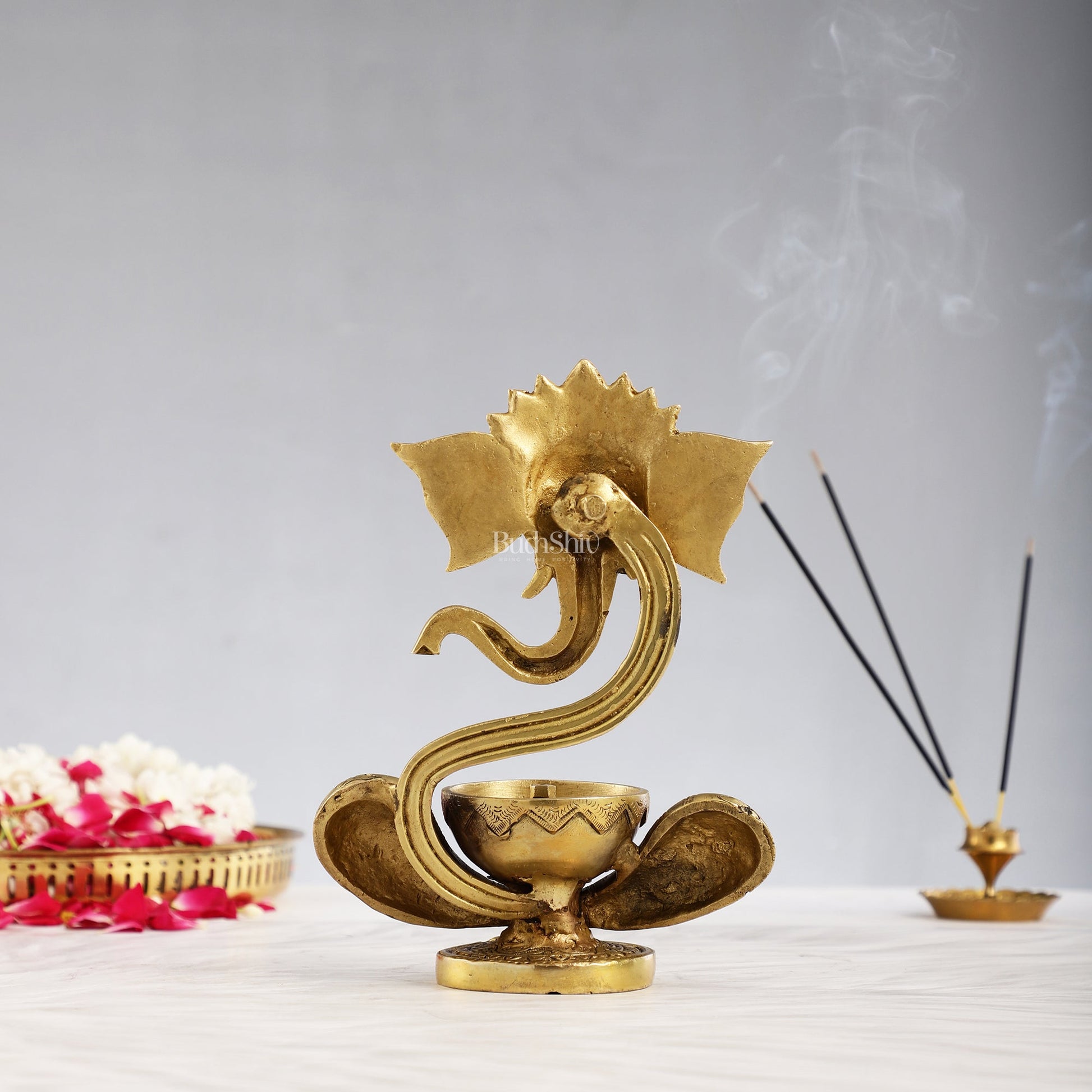 Brass Abstract Ganesha with Engraved Design Diya superfine - Budhshiv.com