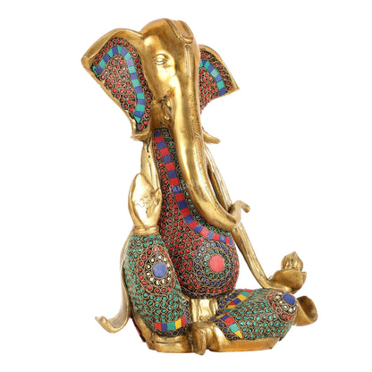 Brass Abstract Modern Lord Ganesha Idol - 16 Inch - Budhshiv.com