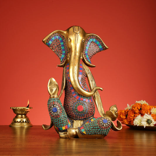 Brass Abstract Modern Lord Ganesha Idol - 16 Inch - Budhshiv.com