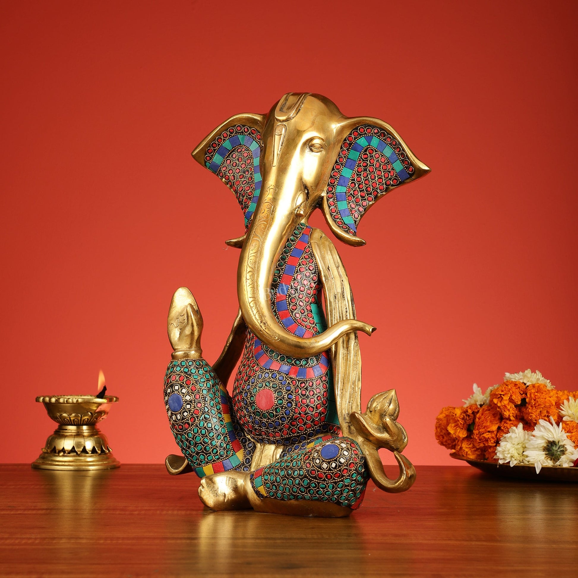 Brass Abstract Modern Lord Ganesha Idol - 16 Inch - Budhshiv.com