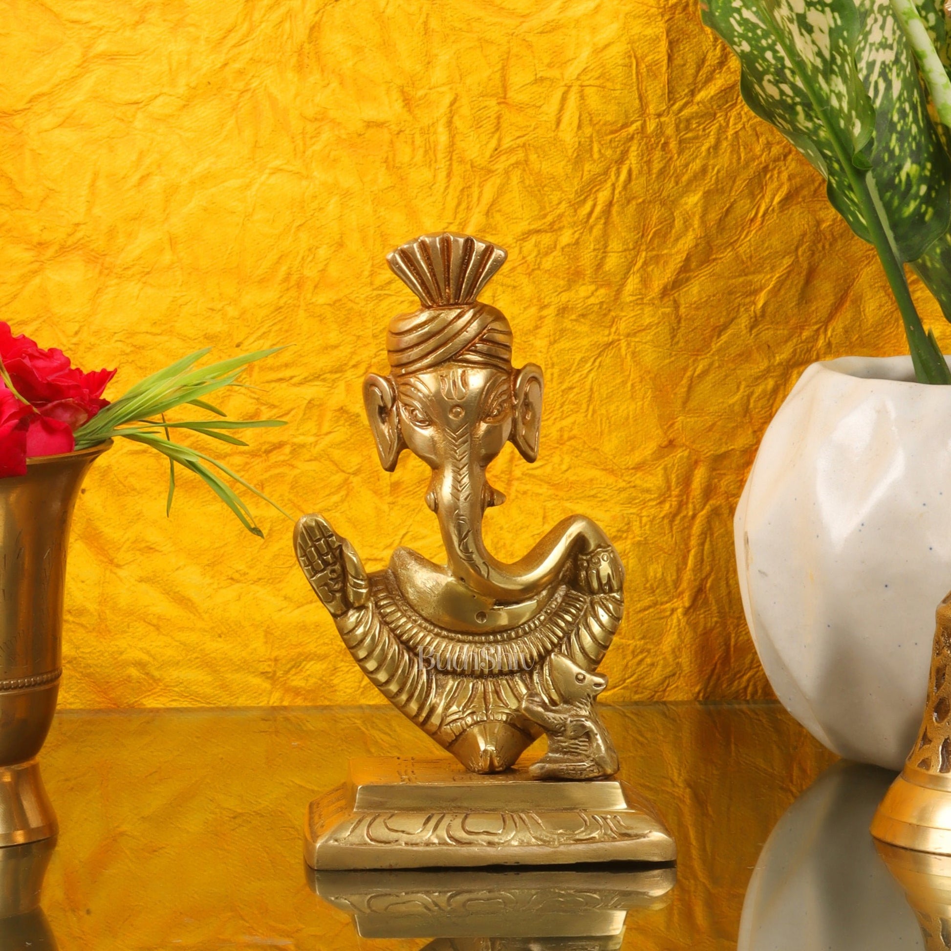 Brass Abstract Modern Pagadi Turban Ganesha - 6" | Perfect Gift | BudhShiv - Budhshiv.com