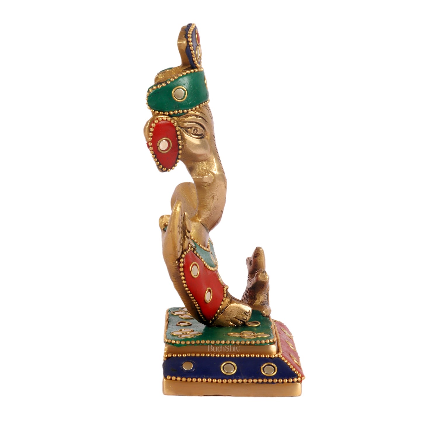 Brass Abstract Modern Pagadi Turban Ganesha 6 - Perfect Gift with Stonework | BudhShiv - Budhshiv.com