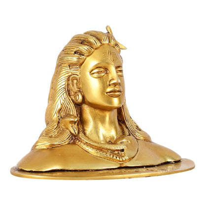 Brass Adiyogi Lord Shiva Bust Idol - 4.5 Inch - Budhshiv.com