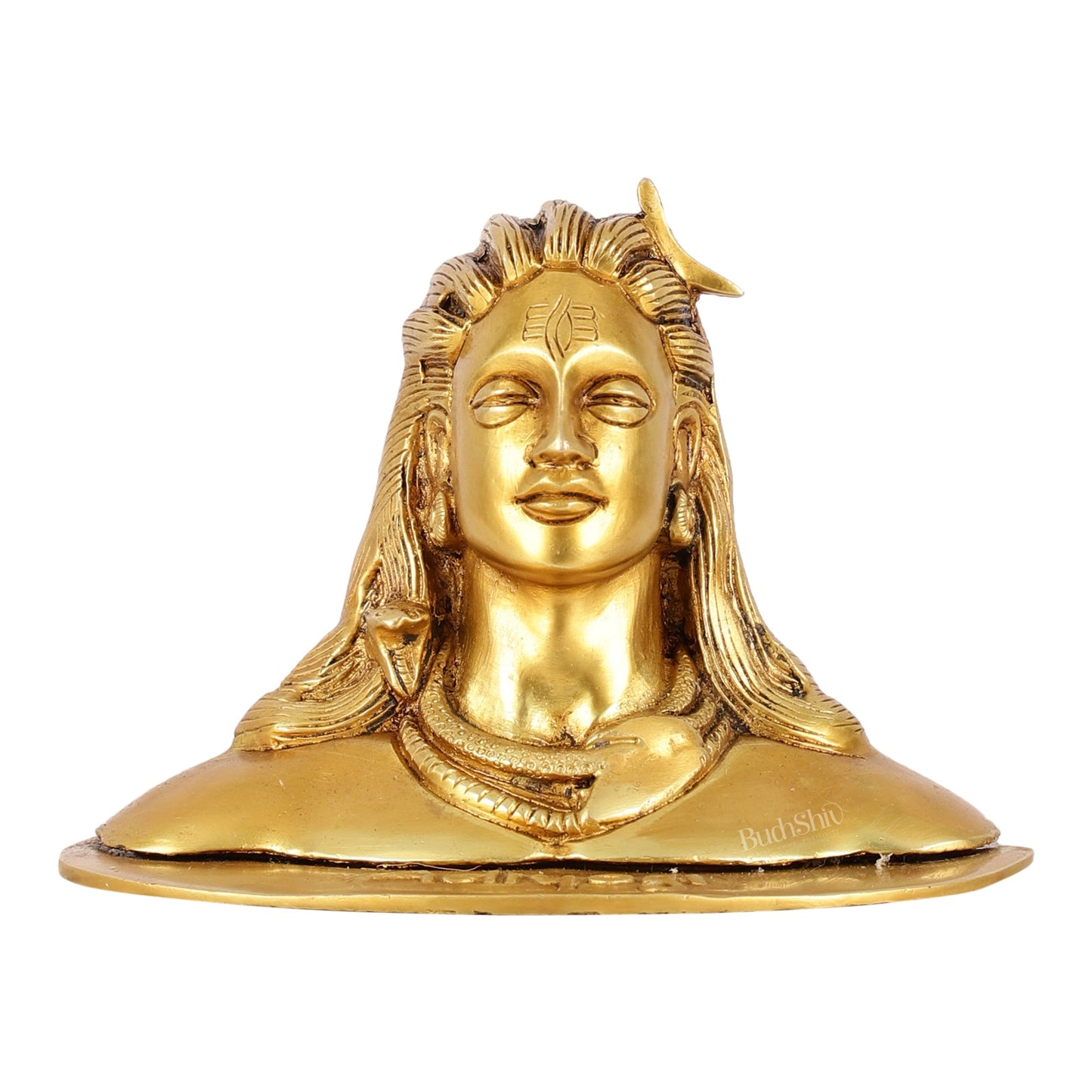 Brass Adiyogi Lord Shiva Bust Idol - 4.5 Inch - Budhshiv.com