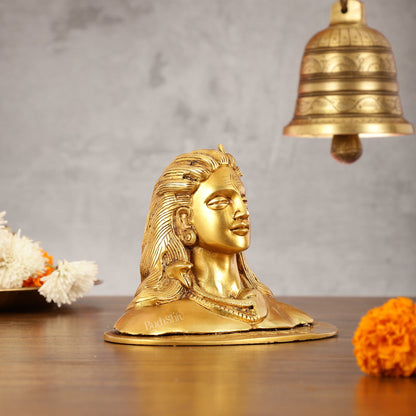 Brass Adiyogi Lord Shiva Bust Idol - 4.5 Inch - Budhshiv.com