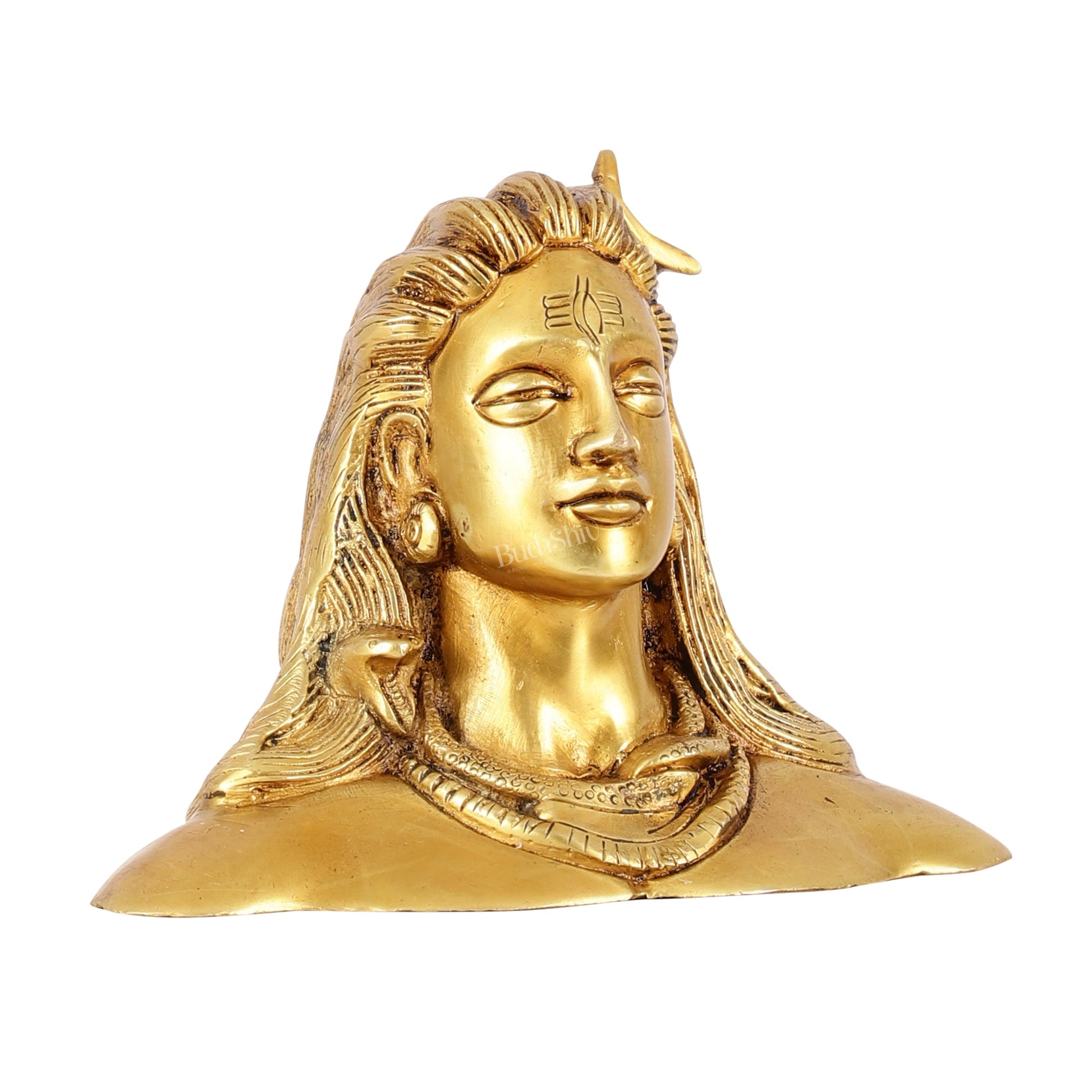 Brass Adiyogi Lord Shiva Bust Idol - 4.5 Inch - Budhshiv.com