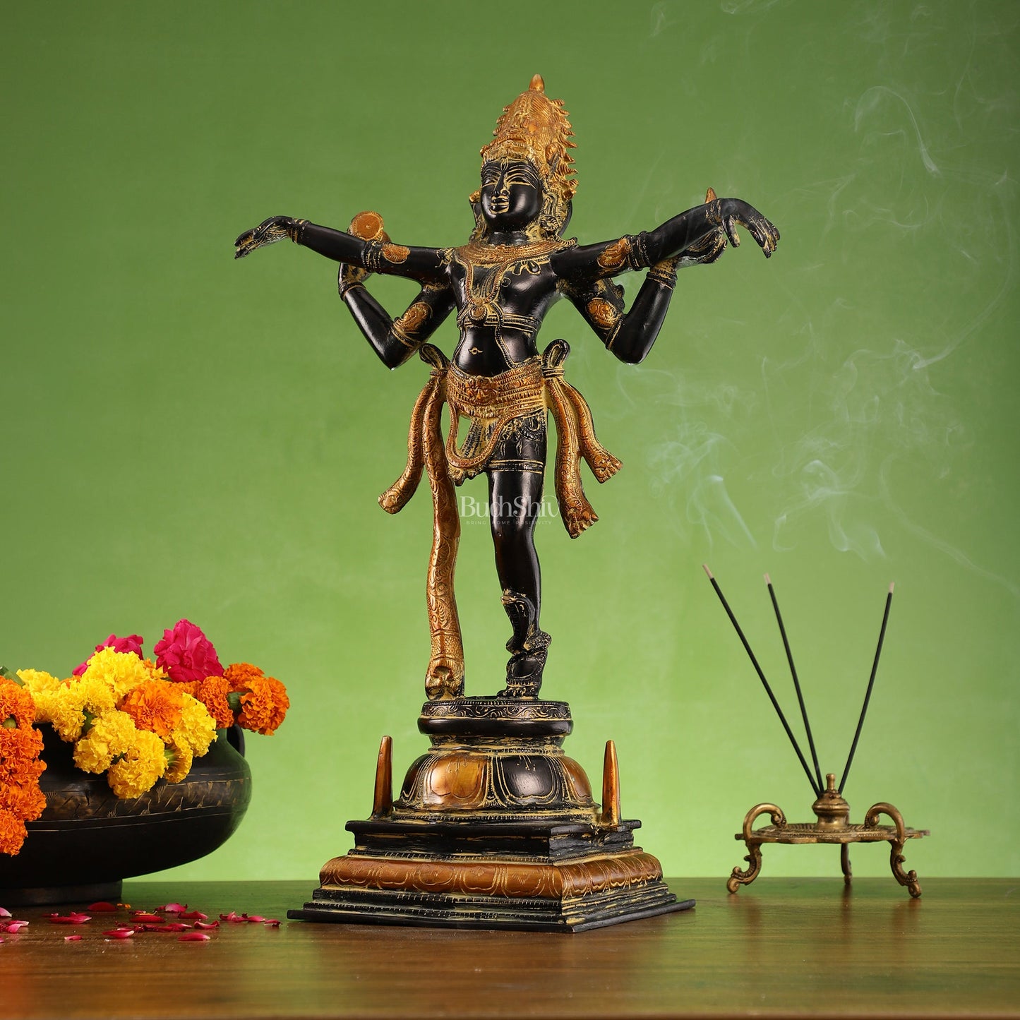Brass Ananda Tandav Nataraja Statue - 20 x 13.5 inch - Budhshiv.com
