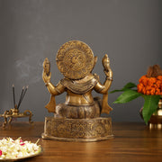 Brass Antique Finish Lord Ganesha Statue | 12-inch - Budhshiv.com
