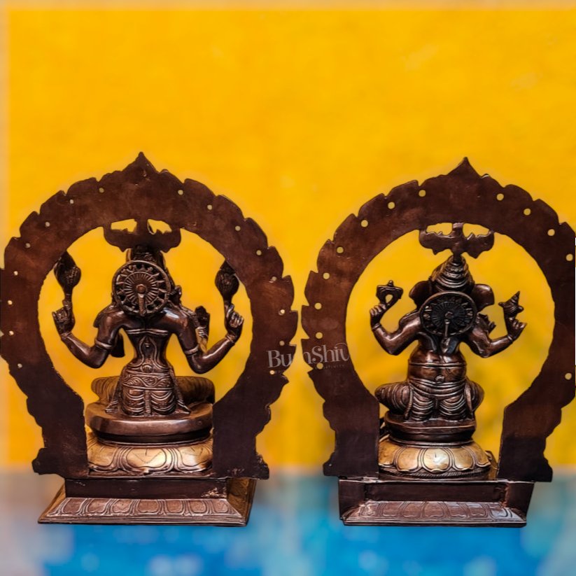 Brass Antique Ganesha Lakshmi - 18 inches | BudhShiv - Budhshiv.com