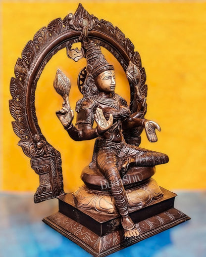 Brass Antique Ganesha Lakshmi - 18 inches | BudhShiv - Budhshiv.com