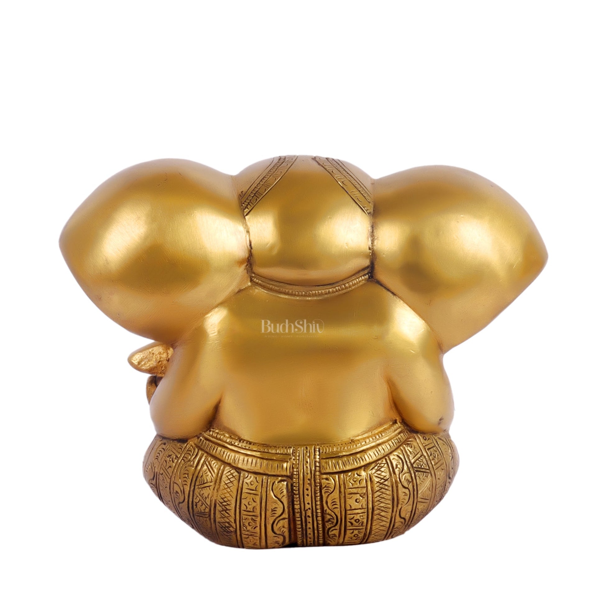 Brass Appu Ganesha Superfine Statue Big ears 6" - Budhshiv.com