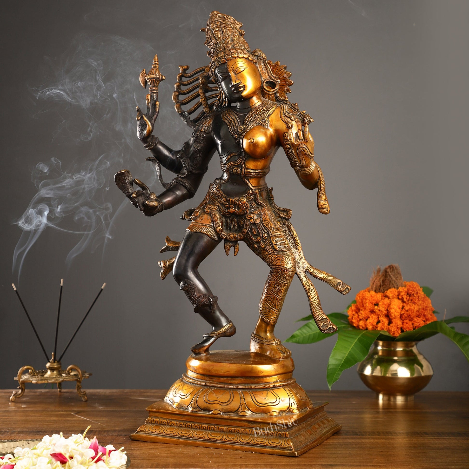 Brass ardhanarishvara Statue 24 inch - Budhshiv.com