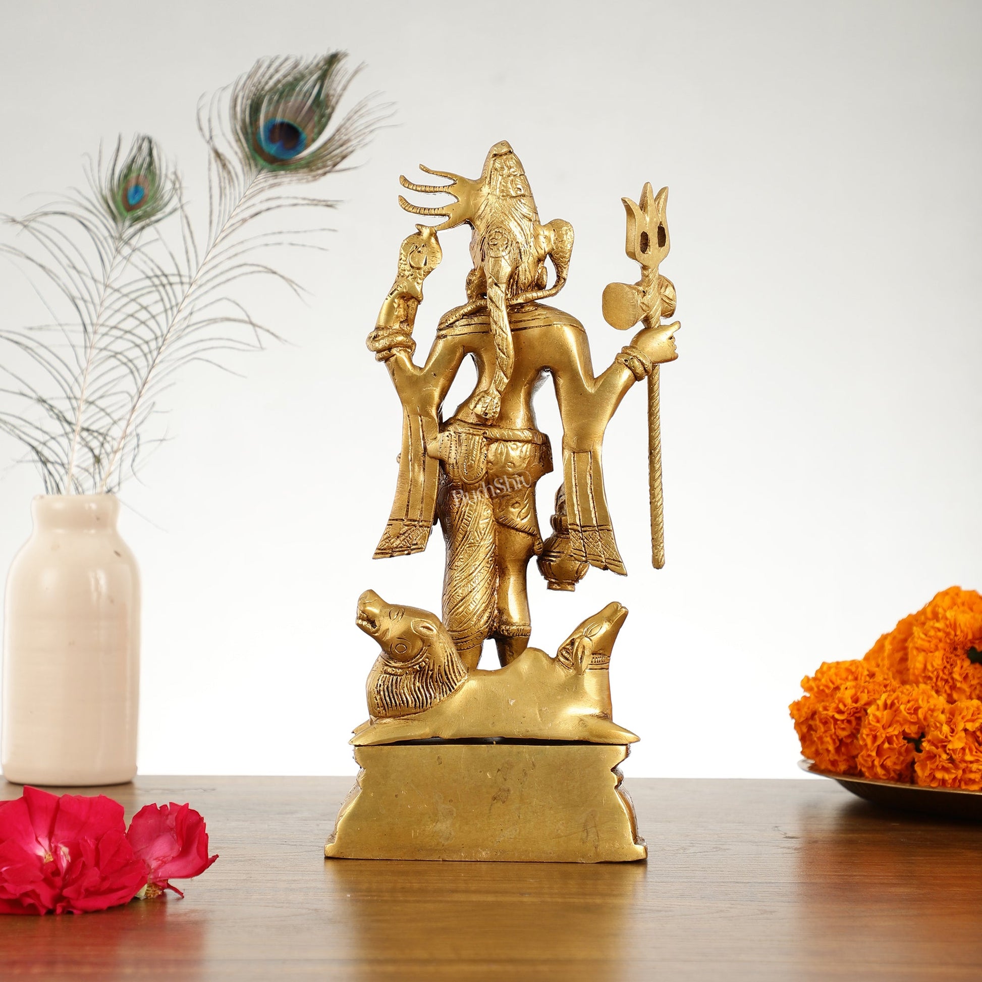 Brass Ardhanarishwara Idol - 12 Inch - Budhshiv.com