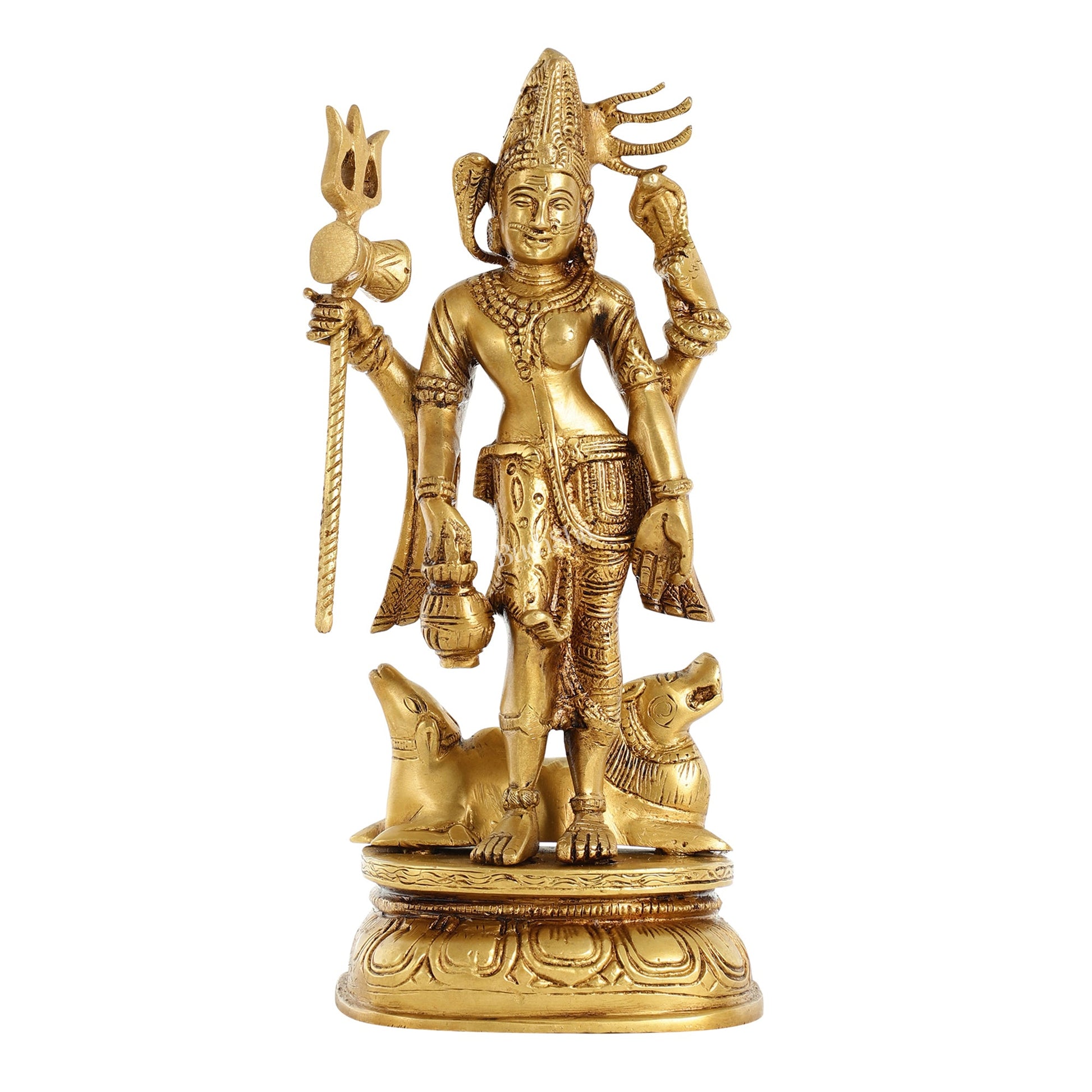 Brass Ardhanarishwara Idol - 12 Inch - Budhshiv.com