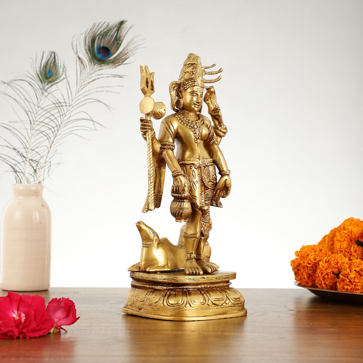 Brass Ardhanarishwara Idol - 12 Inch - Budhshiv.com