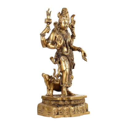 Brass Ardhanarishwara Statue - 19 Inch - Budhshiv.com