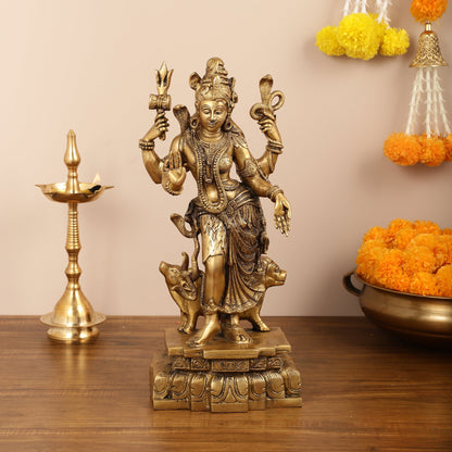 Brass Ardhanarishwara Statue - 19 Inch - Budhshiv.com