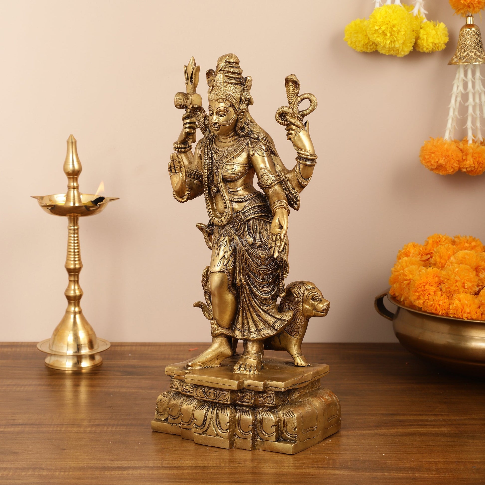 Brass Ardhanarishwara Statue - 19 Inch - Budhshiv.com