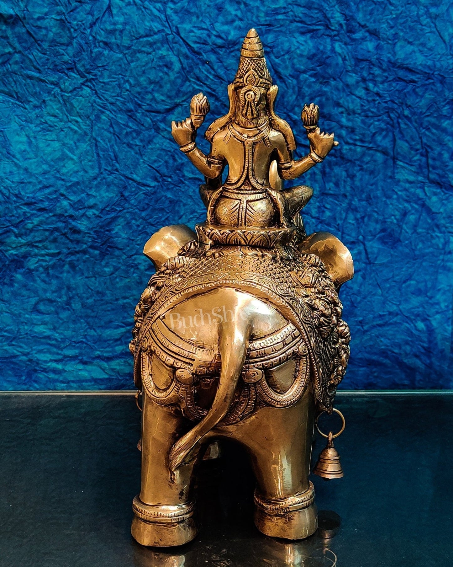 Brass Ashtalakshmi on Large Elephant - 15" | BudhShiv - Budhshiv.com
