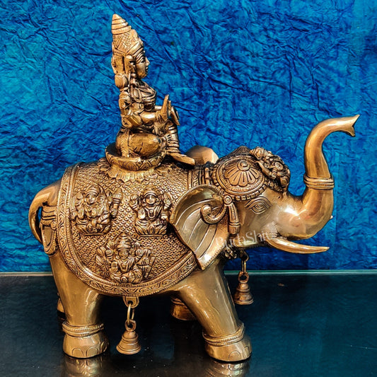 Brass Ashtalakshmi on Large Elephant - 15" | BudhShiv - Budhshiv.com