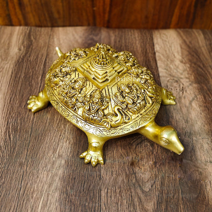 Brass Ashtalakshmi Shree Yantra on Tortoise - Budhshiv.com