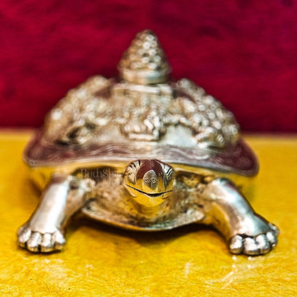 Brass Ashtalakshmi Shree Yantra on Tortoise - Budhshiv.com