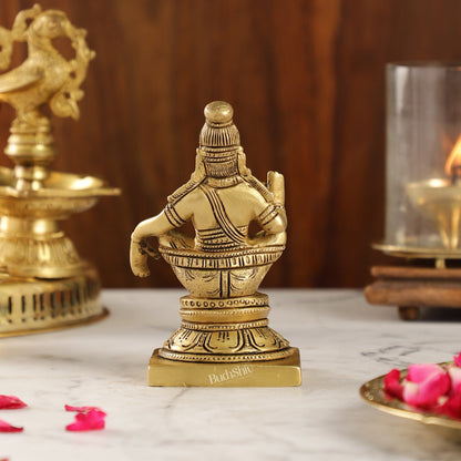 Brass Ayyappan Swamy Statue 5" antique - Budhshiv.com