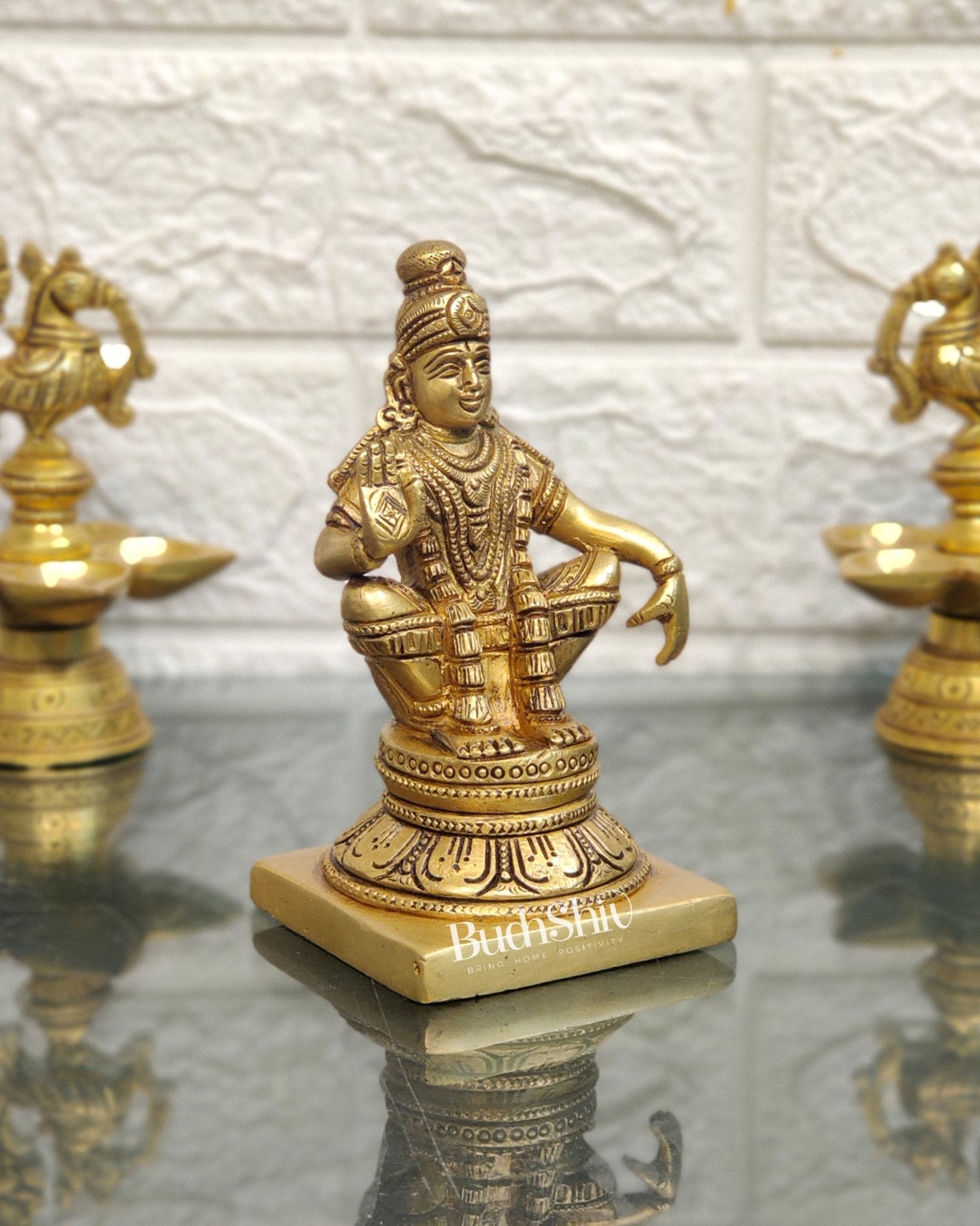 Brass Ayyappan Swamy Statue 5" - Budhshiv.com