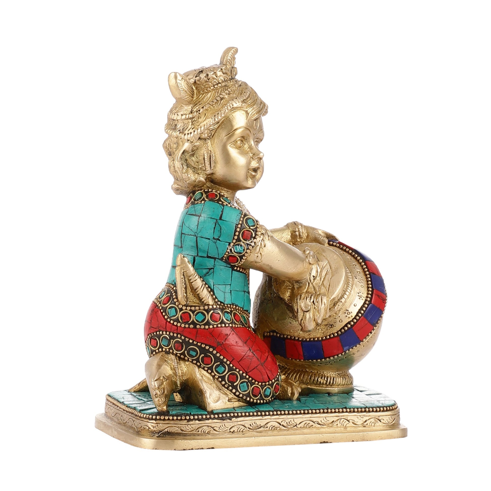 Brass Bal Gopal Makhan Chor 7" - Budhshiv.com