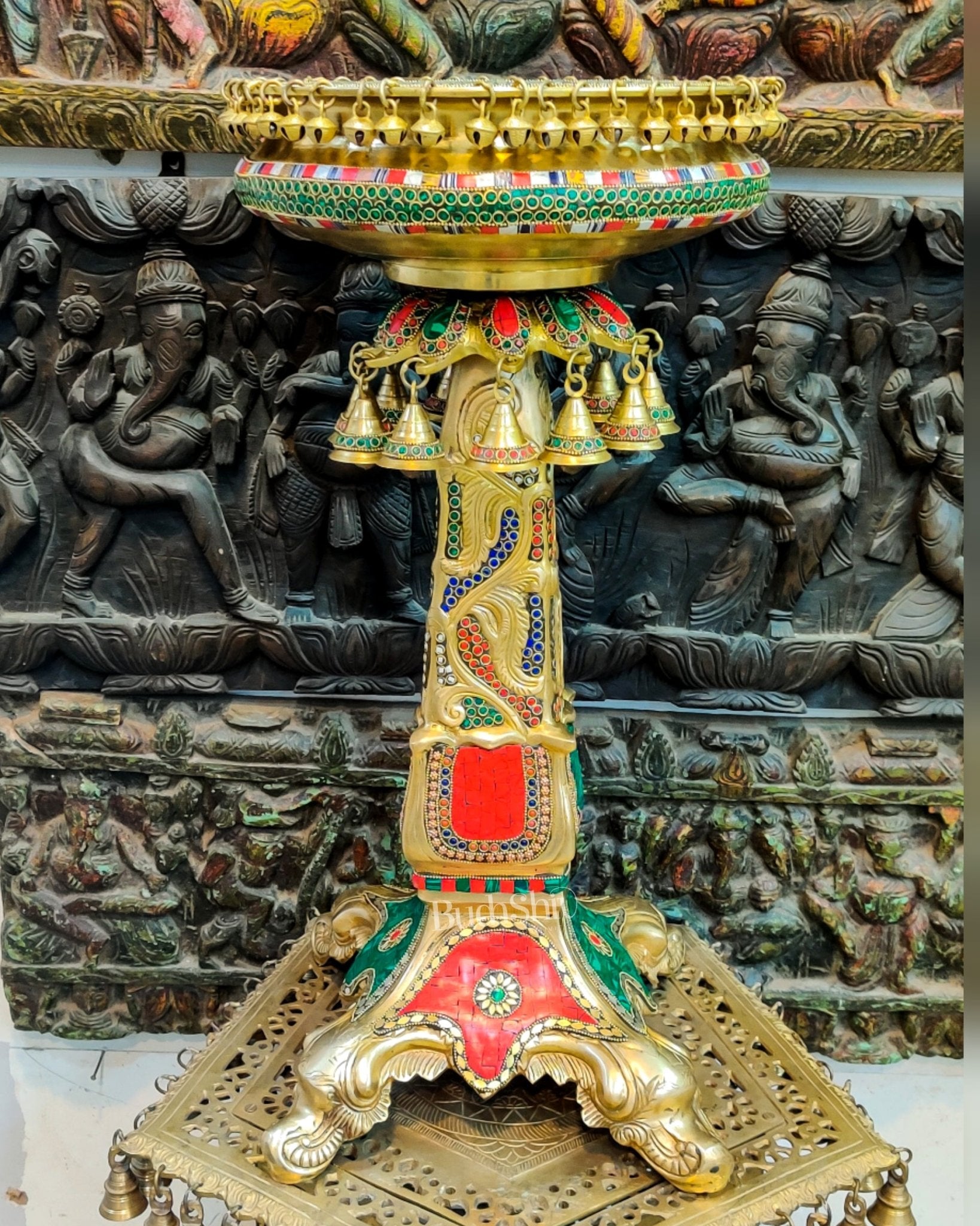 Brass Big urli With stand 25" - Budhshiv.com