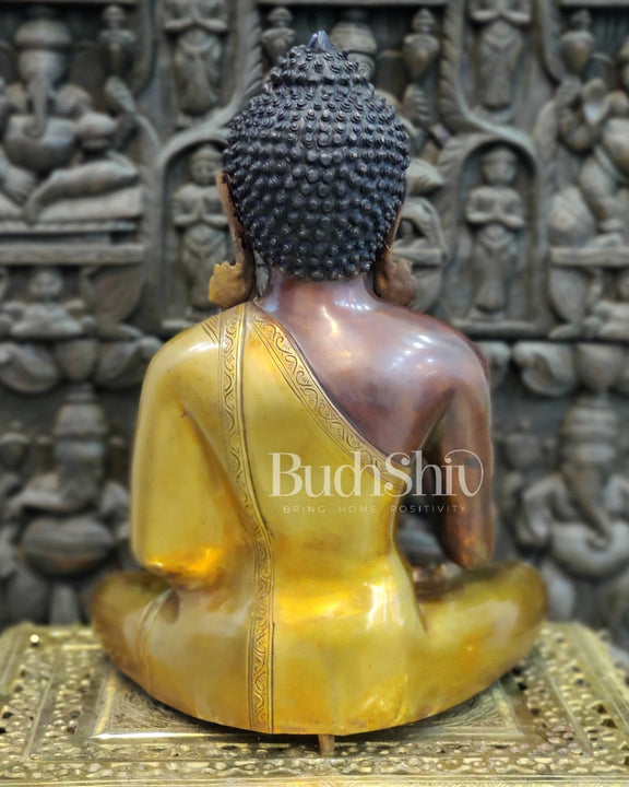 Brass Blessing Buddha Duel tone 20" - Budhshiv.com