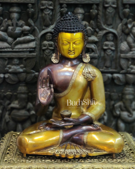 Brass Blessing Buddha Duel tone 20" - Budhshiv.com