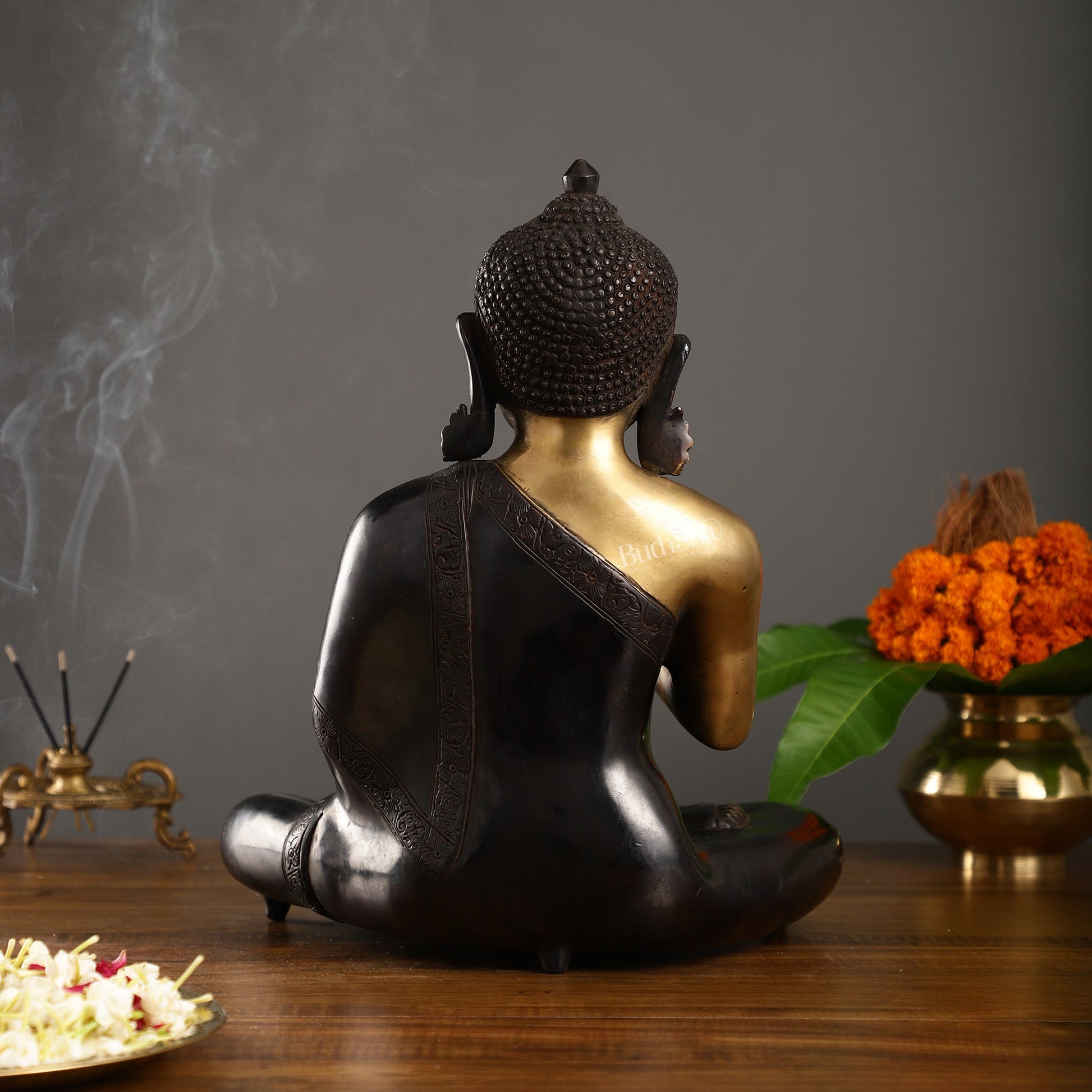 Brass Blessing Buddha idol 15" - Budhshiv.com