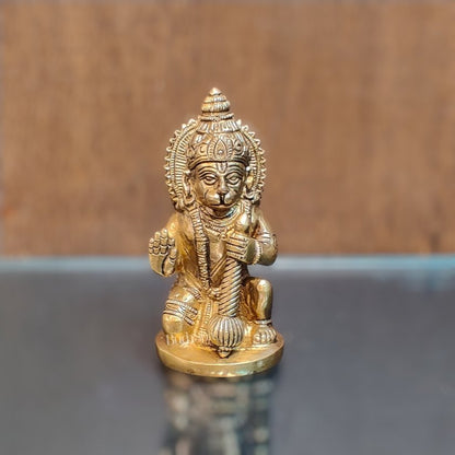 Brass blessing lord Hanuman idol 5" - Budhshiv.com