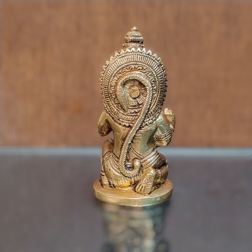 Brass blessing lord Hanuman idol 5" - Budhshiv.com