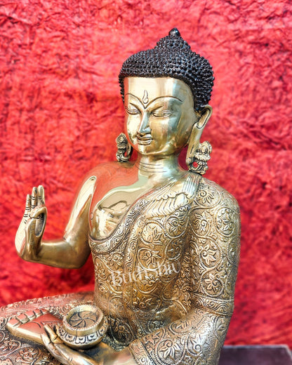 Brass Buddha Idol | Abhaya Mudra | 22 inch - Budhshiv.com