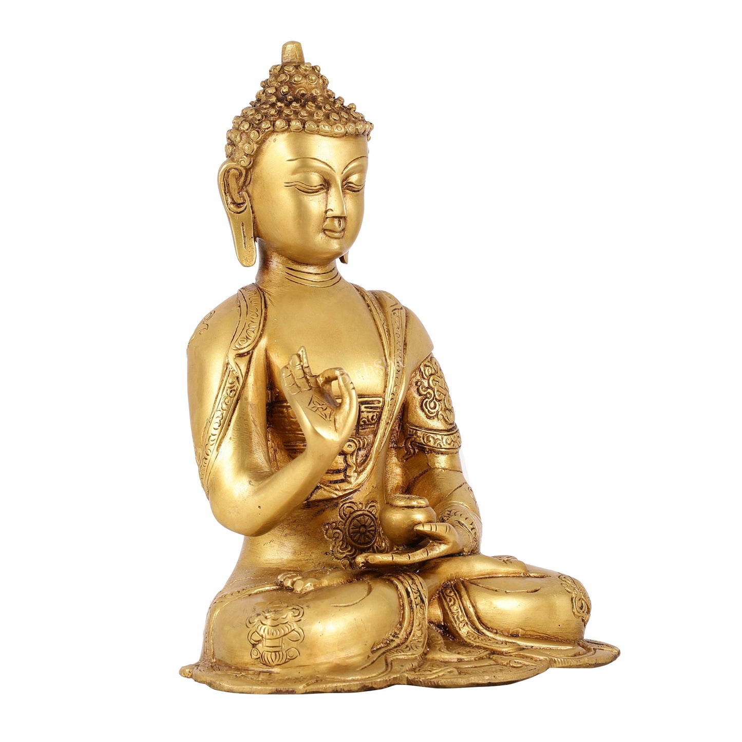 Brass Buddha Idol with Abhaya Mudra - 10 Inch - Budhshiv.com