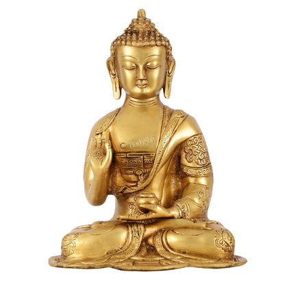 Brass Buddha Idol with Abhaya Mudra - 10 Inch - Budhshiv.com