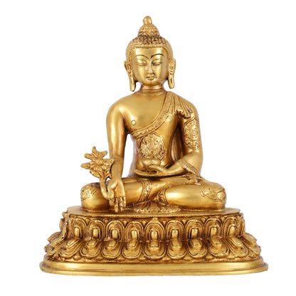 Brass Buddha Idol with Bhoomisparsha Mudra - 10 Inch - Budhshiv.com