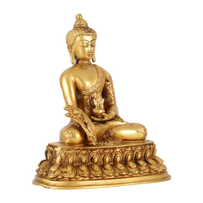 Brass Buddha Idol with Bhoomisparsha Mudra - 10 Inch - Budhshiv.com