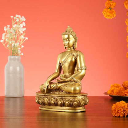 Brass Buddha Shakyamuni Idol - 9 Inch - Budhshiv.com