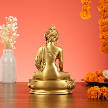 Brass Buddha Shakyamuni Idol - 9 Inch - Budhshiv.com