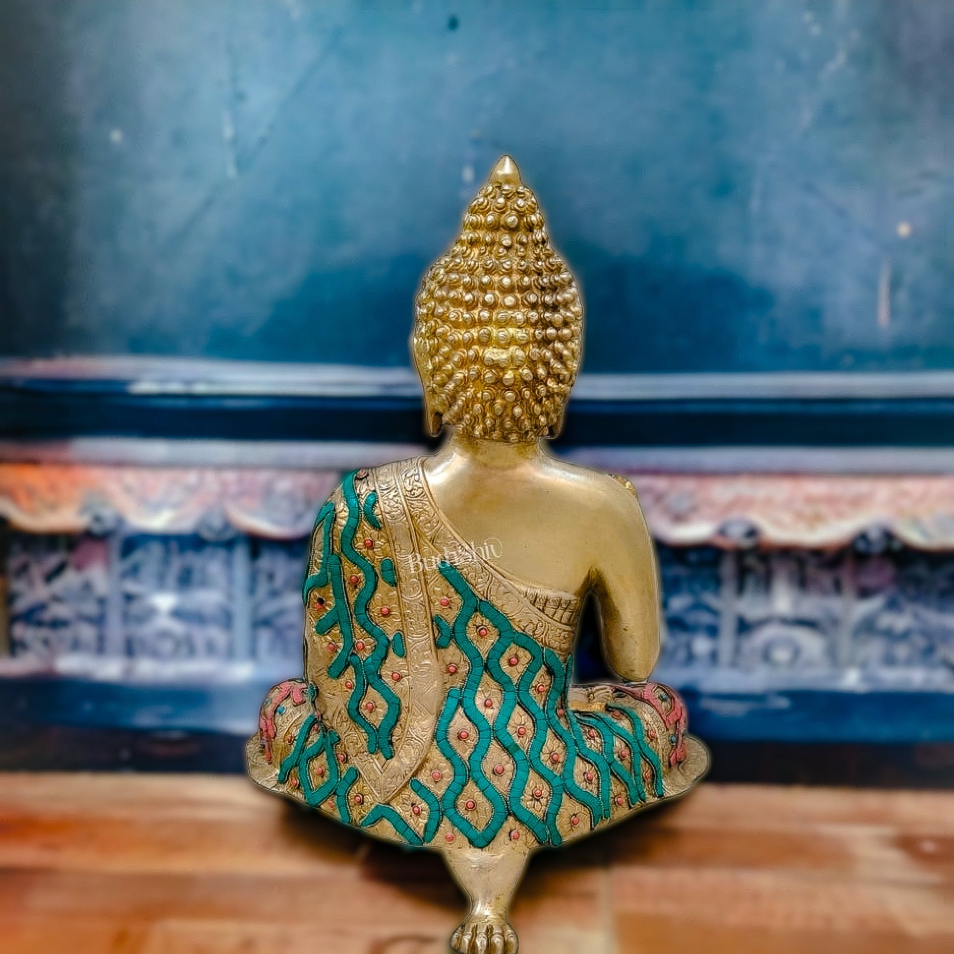 Brass Buddha Statue in Blessing Abhaya Mudra 18 inch - Budhshiv.com