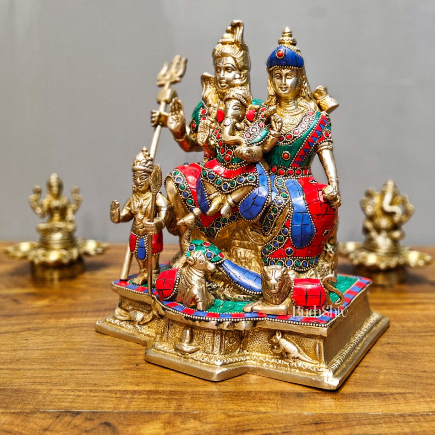 Brass Complete Shiv Parivar Idol - 10 Inch - Budhshiv.com