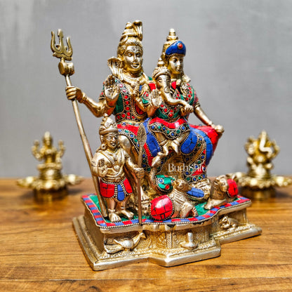 Brass Complete Shiv Parivar Idol - 10 Inch - Budhshiv.com