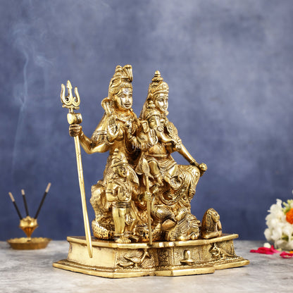 Brass Complete Shiv Parivar Idol - 10x8x6.5 Inch - Budhshiv.com