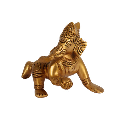 Brass Crawling Baby Ganesha Idol - Budhshiv.com