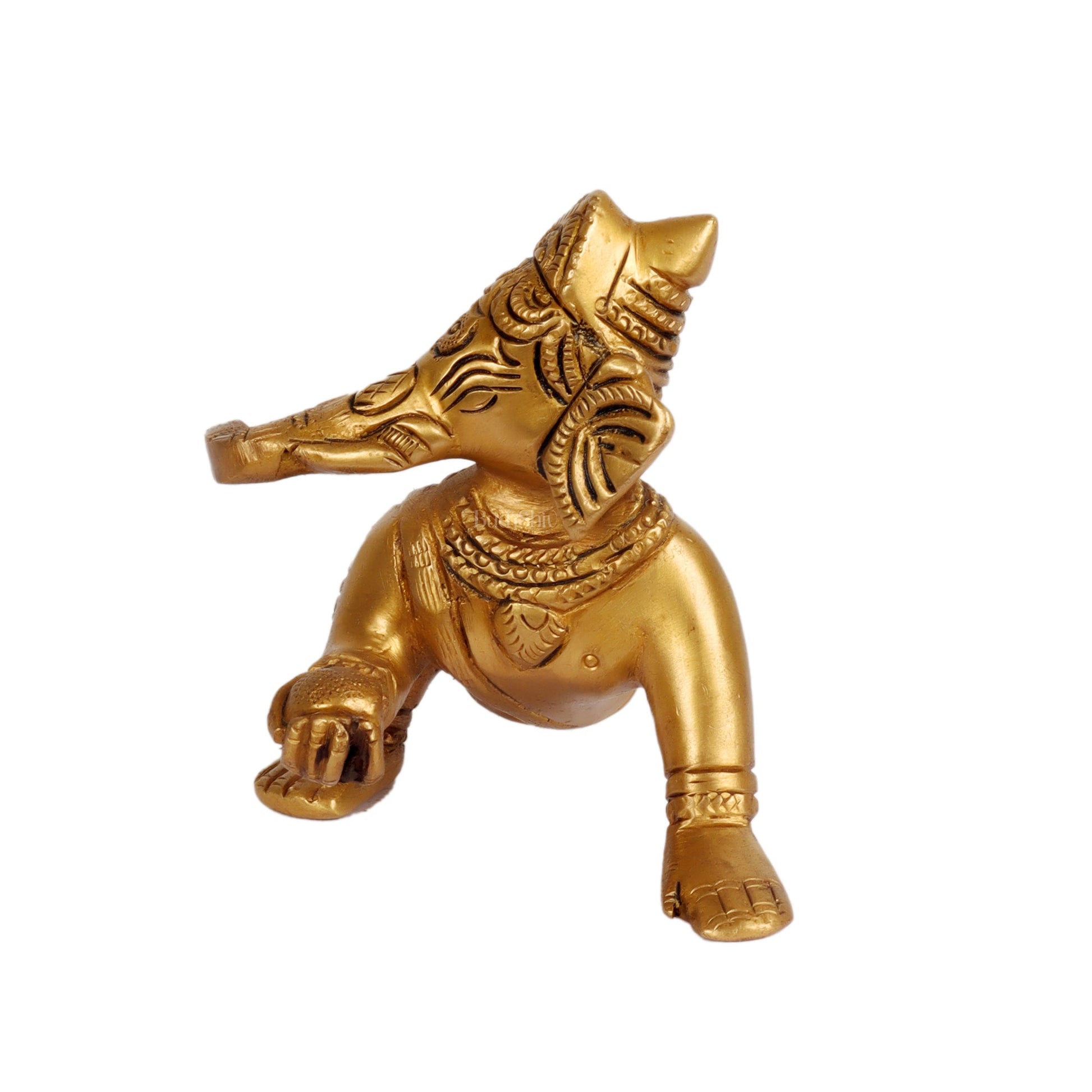 Brass Crawling Baby Ganesha Idol - Budhshiv.com